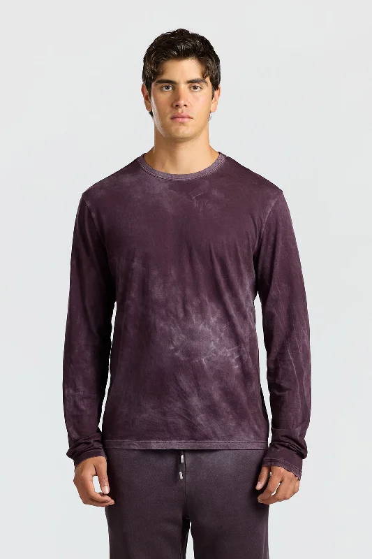 Men's Distressed Denim Casual Shirts with Frayed Edges for a Trendy and Rugged LookClassic Crew Long Sleeve Shirt