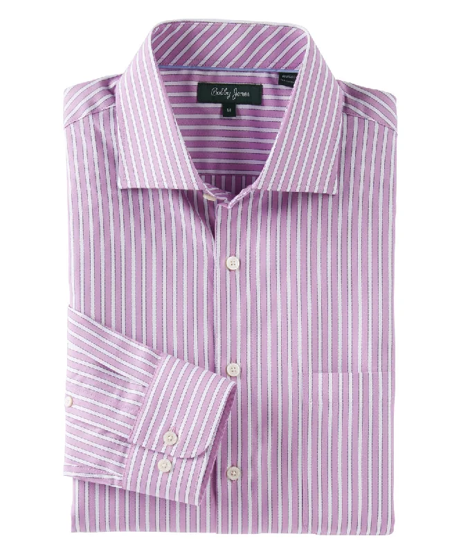 Men's Distressed Denim Casual Shirts with Frayed Edges for a Trendy and Rugged LookRegimental Stripe Long Sleeve Sport Shirt