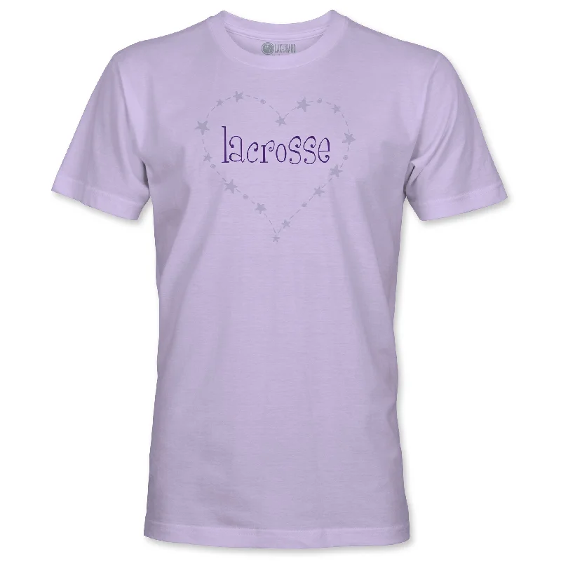 Men's Organic Cotton Casual Shirts with a Soft Handfeel for Everyday ComfortGirls LACROSSE Heart T-Shirt - Purple