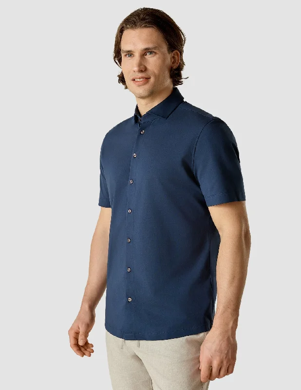 Men's Short - Sleeve Linen Casual Shirts in Light Khaki for a Breathable Summer OptionClassic Short Sleeve Shirt Navy