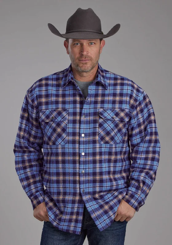Men's Organic Cotton Casual Shirts with a Soft Handfeel for Everyday ComfortRoper Mens 2205 Sherpa Lined Blue 100% Cotton L/S Shirt Men's Organic Cotton Casual Shirts with a Soft Handfeel for Everyday ComfortRoper Mens 2205 Sherpa Lined Blue 100% Cotton L/S Shirt
