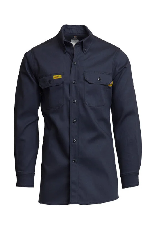 Men's Short - Sleeve Linen Casual Shirts in Light Khaki for a Breathable Summer OptionFR Uniform Shirt | 7oz. 88/12 Blend | Navy