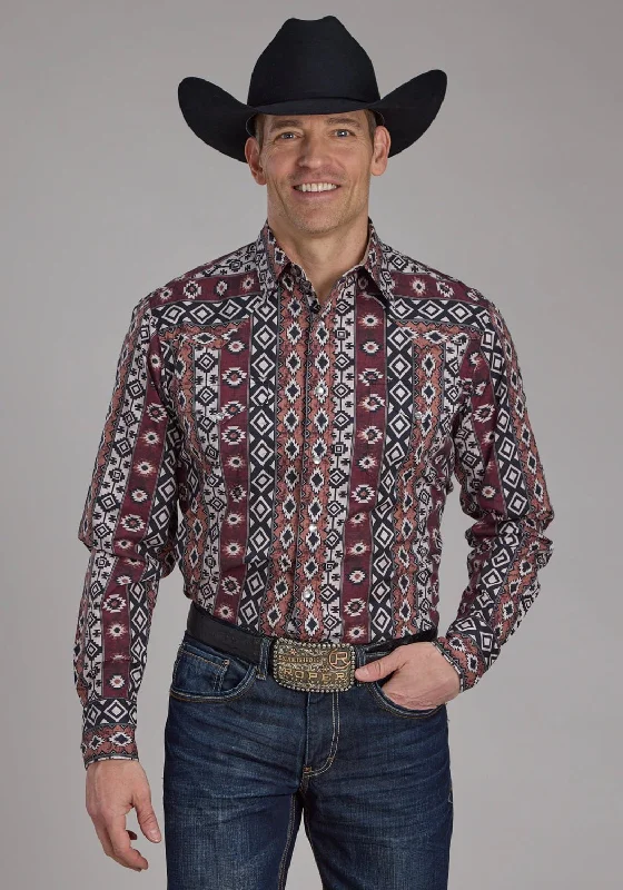 Men's Thermal - Lined Casual Shirts in Black for Added Warmth in Cold WeatherRoper Mens 2178 Winter Aztec Burgundy 100% Cotton L/S Shirt Men's Thermal - Lined Casual Shirts in Black for Added Warmth in Cold WeatherRoper Mens 2178 Winter Aztec Burgundy 100% Cotton L/S Shirt