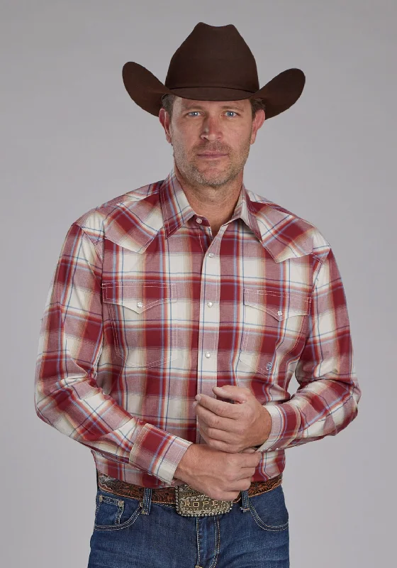 Men's Long - Line Oversized Casual Shirts in Dark Gray for a Relaxed and Modern LookRoper Mens 57 Chevy Plaid Red 100% Cotton L/S Shirt