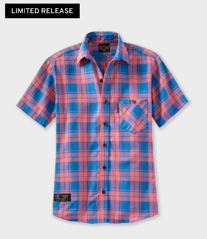 Men's Two - Tone Contrast Panel Casual Shirts in White and Navy for a Stylish and Eye - Catching DesignLightweight Fitted Short Sleeve Shirt - Little Miami Men's Two - Tone Contrast Panel Casual Shirts in White and Navy for a Stylish and Eye - Catching DesignLightweight Fitted Short Sleeve Shirt - Little Miami