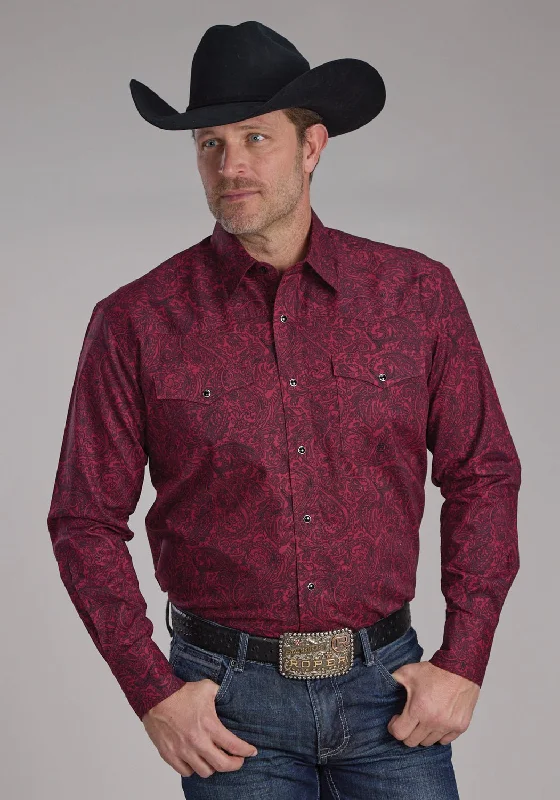 Men's Tailored Fit Checkered Casual Shirts in Multicolor for a Smart - Casual EnsembleRoper Mens 2241 Paisley Burgundy 100% Cotton L/S Shirt Men's Tailored Fit Checkered Casual Shirts in Multicolor for a Smart - Casual EnsembleRoper Mens 2241 Paisley Burgundy 100% Cotton L/S Shirt