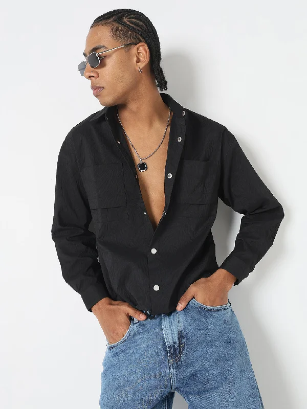 Men's Slim - Fit Printed Floral Casual Shirts in Pastel Colors for a Spring - Inspired VibeMen Solid Black Shacket Men's Slim - Fit Printed Floral Casual Shirts in Pastel Colors for a Spring - Inspired VibeMen Solid Black Shacket