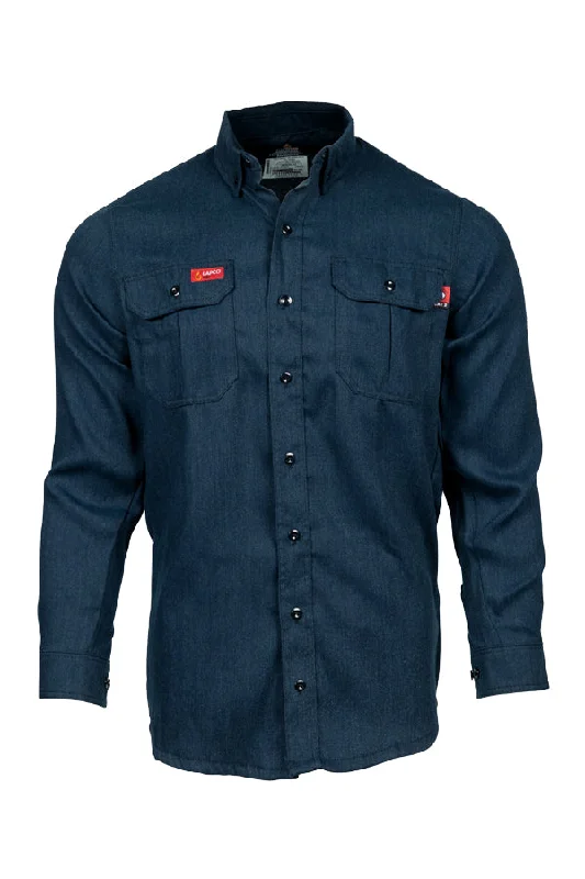 Men's Button - Down Oxford Casual Shirts in Crisp White for a Classic and Versatile StyleFR Modern Uniform Shirt | 5oz. Tecasafe® One Inherent | Denim Navy