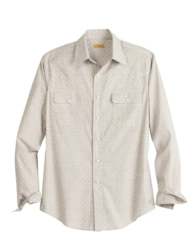 Men's Shearling - Lined Collar Casual Shirts in Brown for a Rustic and Warm AppealTin Haul Mens 2199 Tribal Print Off White 100% Cotton L/S Shirt
