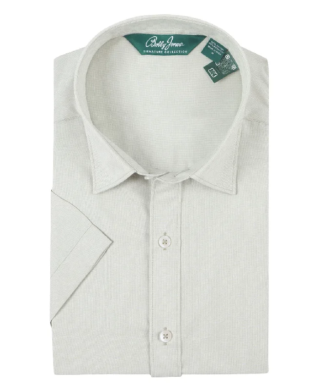 Men's Wrinkle - Resistant Polyester Blend Casual Shirts for Easy Travel and MaintenanceSignature Berkeley Tonal Grid Print Wrinkle Resistant Short Sleeve Sport Shirt Men's Wrinkle - Resistant Polyester Blend Casual Shirts for Easy Travel and MaintenanceSignature Berkeley Tonal Grid Print Wrinkle Resistant Short Sleeve Sport Shirt