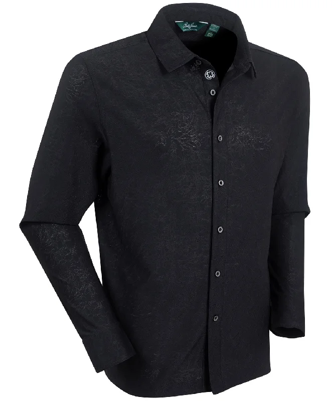 Men's Retro - Style Hawaiian Print Casual Shirts in Bold Patterns for a Tropical VacationPerformance Magnolia Jacquard Long-Sleeve Button-Down Sport Shirt
