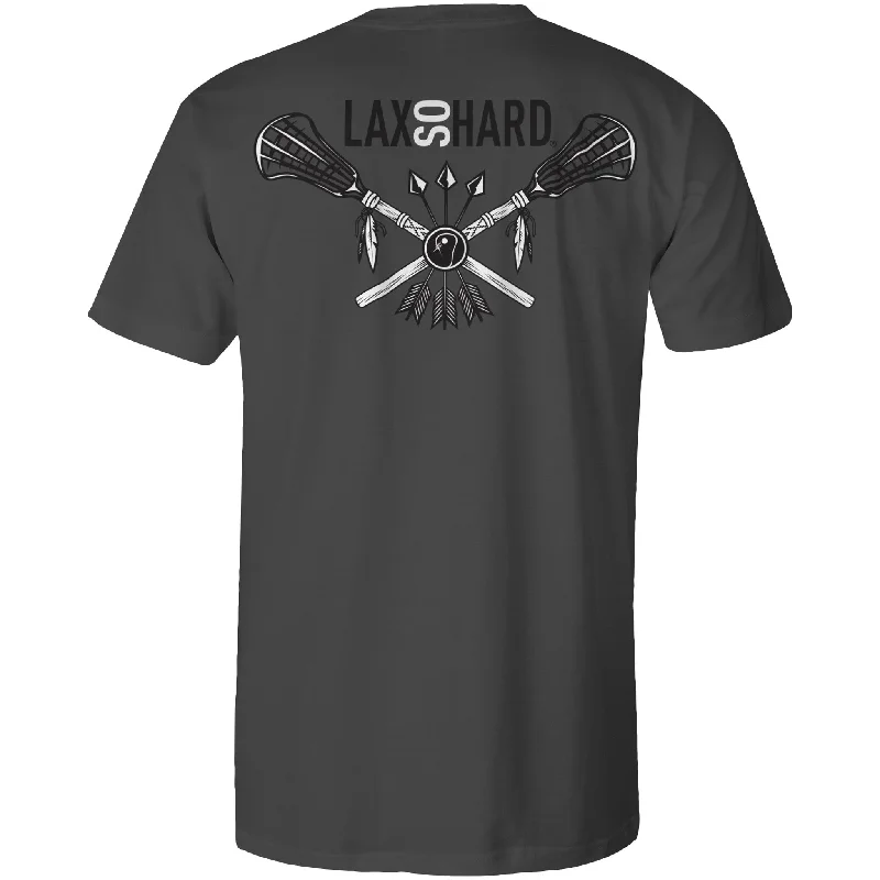 Men's Long - Line Oversized Casual Shirts in Dark Gray for a Relaxed and Modern LookMens Lacrosse Arrows T-Shirt - gray