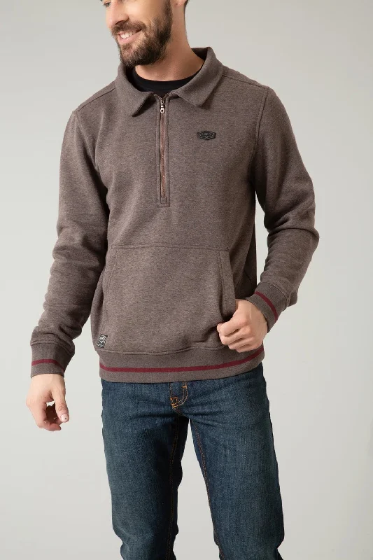 Men's Long - Line Oversized Casual Shirts in Dark Gray for a Relaxed and Modern LookKimes Ranch Mens Boxer QZ Charcoal Cotton Blend Sweatshirt