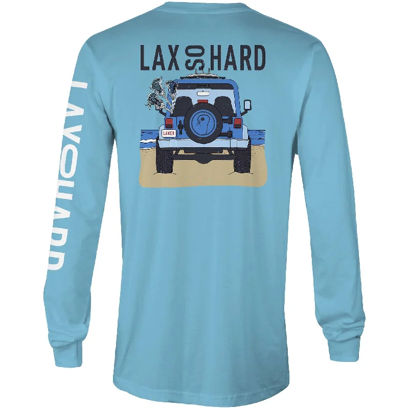 Plus Size Men's Plaid Flannel Casual Shirts in Earth Tones for a Cozy Fall OutfitMens Beach Lacrosse Jeep Long Sleeve T-Shirt - Blue
