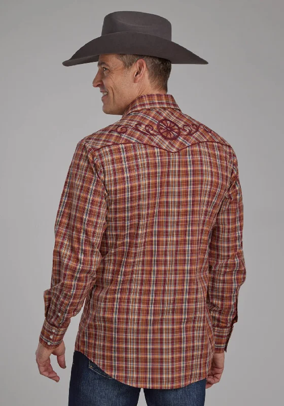 Men's Organic Cotton Casual Shirts with a Soft Handfeel for Everyday ComfortRoper Mens 2110 Plaid Wagon Wheel Wine/Rust Cotton Blend L/S Shirt Men's Organic Cotton Casual Shirts with a Soft Handfeel for Everyday ComfortRoper Mens 2110 Plaid Wagon Wheel Wine/Rust Cotton Blend L/S Shirt