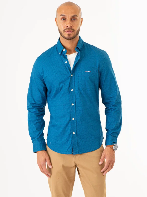 Men's Slim - Fit Printed Floral Casual Shirts in Pastel Colors for a Spring - Inspired VibeDIAMOND PRINT LONG SLEEVE SHIRT WITH POCKET