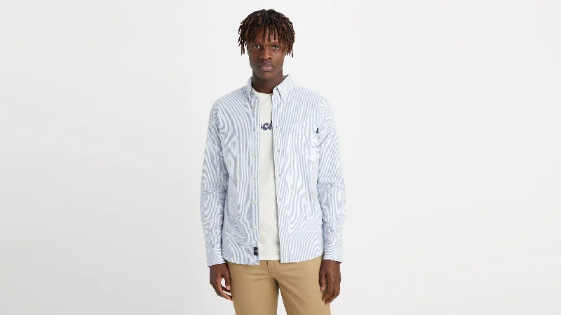Men's Two - Tone Contrast Panel Casual Shirts in White and Navy for a Stylish and Eye - Catching DesignStretch Oxford Shirt, Slim Fit Men's Two - Tone Contrast Panel Casual Shirts in White and Navy for a Stylish and Eye - Catching DesignStretch Oxford Shirt, Slim Fit