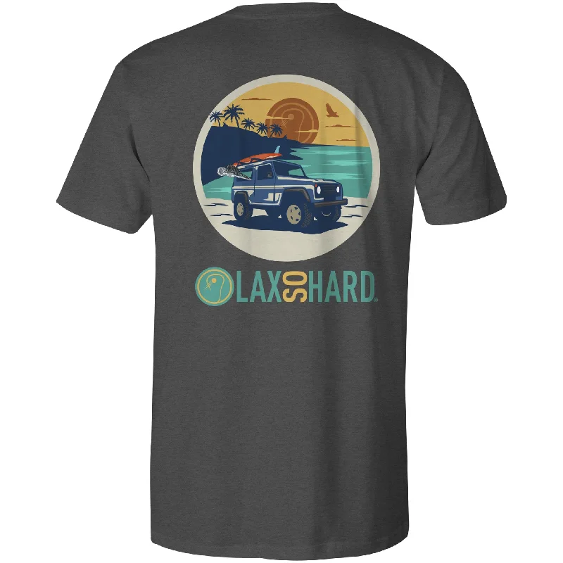 Men's Graphic - Printed Casual Shirts with Pop - Culture References for a Fun and Stylish LookMens Beach Lacrosse Jeep T-Shirt - Gray