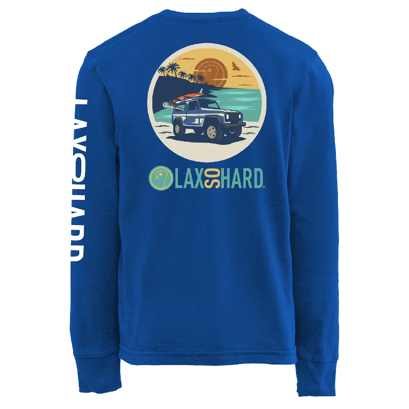 Men's Button - Down Oxford Casual Shirts in Crisp White for a Classic and Versatile StyleBoys Beach Lacrosse Jeep Long Sleeve T-Shirt - Royal Blue