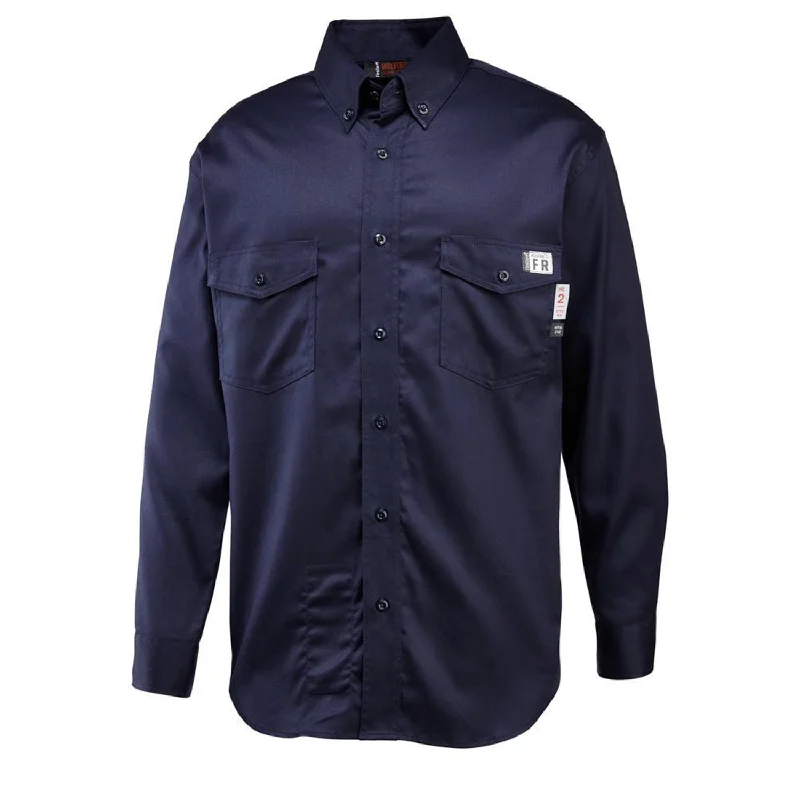 Men's Stretch - Fabric Casual Shirts in Navy Blue for a Comfortable and Flexible FitWolverine Mens Navy Cotton Blend Firezero FR Twill L/S Shirt