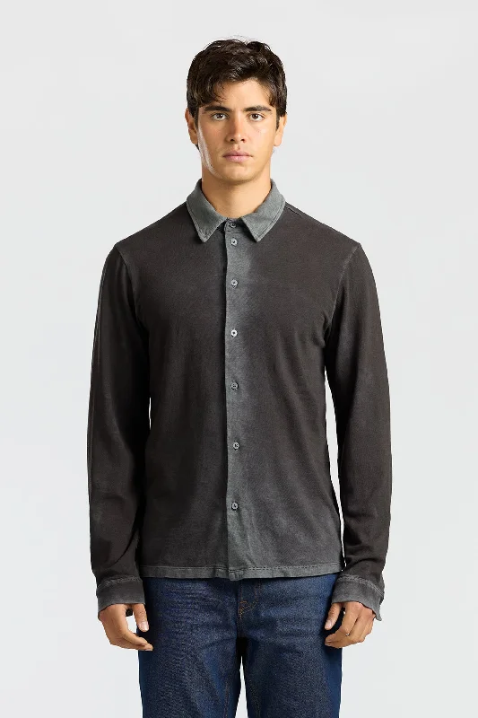 Men's Linen Blend Casual Shirts with Roll - Up Sleeves for a Summer Beach LookPresley Buttondown