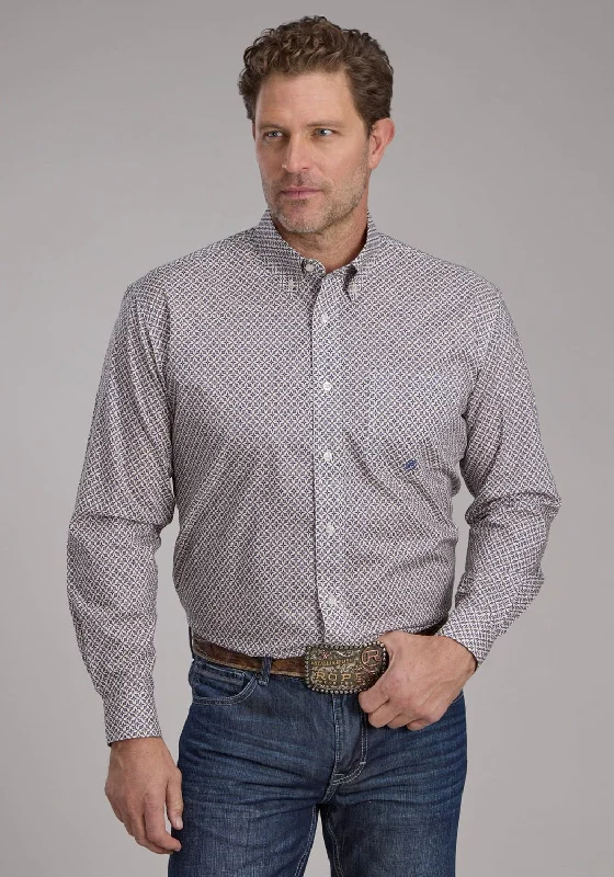 Men's Button - Down Oxford Casual Shirts in Crisp White for a Classic and Versatile StyleRoper Mens 2384 Pinwheel Foulard Khaki 100% Cotton 1 Pkt L/S Shirt Men's Button - Down Oxford Casual Shirts in Crisp White for a Classic and Versatile StyleRoper Mens 2384 Pinwheel Foulard Khaki 100% Cotton 1 Pkt L/S Shirt