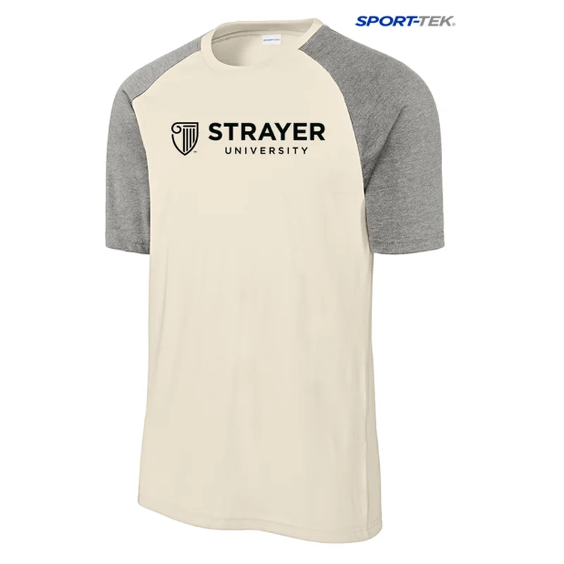 Plus Size Men's Striped Chambray Casual Shirts with a Spread Collar for a Preppy AppearanceSTRAYER Sport-Tek® Halftime Raglan Tee - Vintage Heather/ Ecru