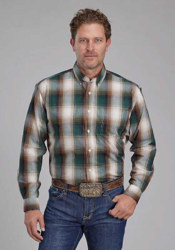 Men's Thermal - Lined Casual Shirts in Black for Added Warmth in Cold WeatherRoper Mens Tall Tree Plaid Multi-Color 100% Cotton 1 Pkt L/S Shirt