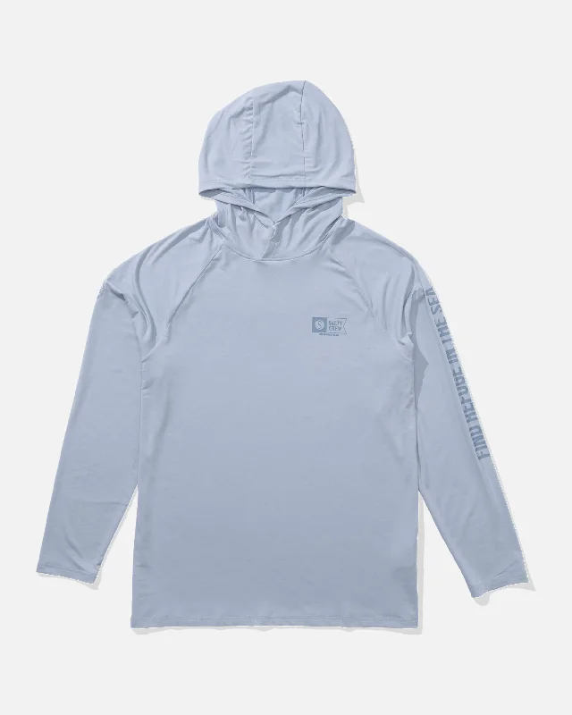 Men's Moisture - Wicking Performance Fabric Casual Shirts for Outdoor ActivitiesMariner Hood Tech Tee - Blue Fog