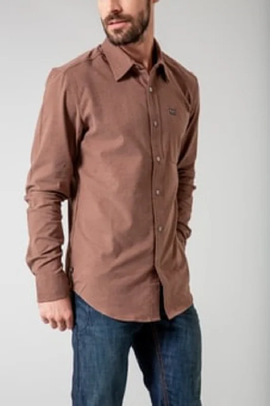 Men's Distressed Denim Casual Shirts with Frayed Edges for a Trendy and Rugged LookKimes Ranch Mens Cochise Brown Heather Cotton blend L/S Shirt