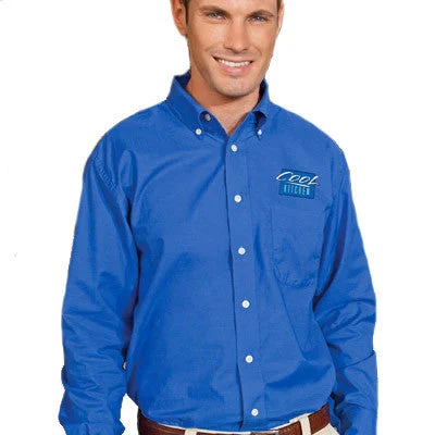 Plus Size Men's Striped Chambray Casual Shirts with a Spread Collar for a Preppy AppearanceHarriton Mens Long-Sleeve Oxford with Stain-Release Plus Size Men's Striped Chambray Casual Shirts with a Spread Collar for a Preppy AppearanceHarriton Mens Long-Sleeve Oxford with Stain-Release
