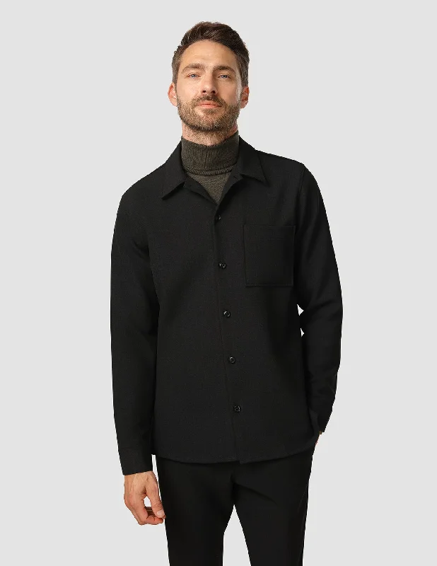 Men's Retro - Style Hawaiian Print Casual Shirts in Bold Patterns for a Tropical VacationHeavy Edition Transitional Overshirt Black Melange
