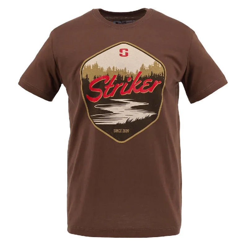 Plus Size Men's Striped Chambray Casual Shirts with a Spread Collar for a Preppy AppearanceRiver Tee - Chocolate