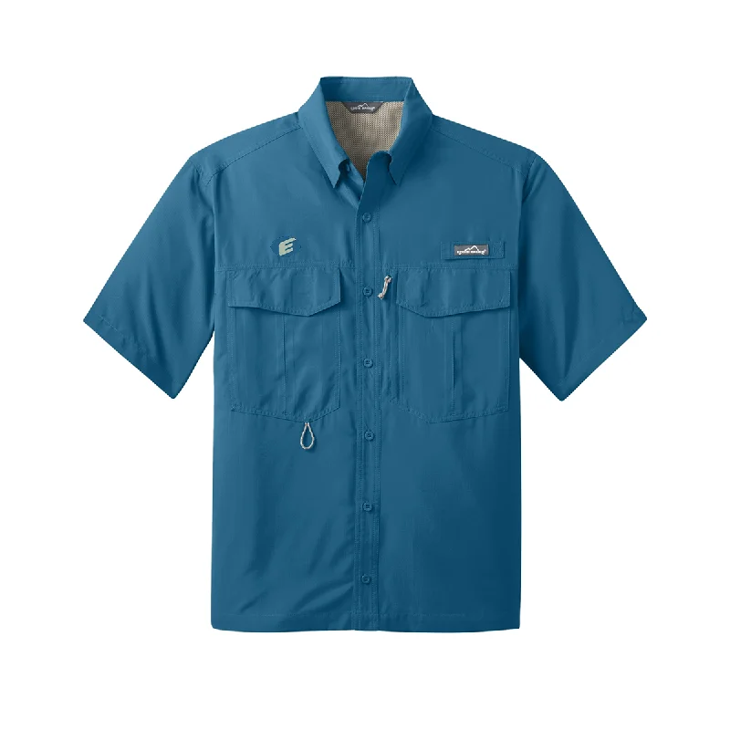 Men's Stretch - Fabric Casual Shirts in Navy Blue for a Comfortable and Flexible FitEddie Bauer Short-Sleeve Performance Fishing Shirt Men's Stretch - Fabric Casual Shirts in Navy Blue for a Comfortable and Flexible FitEddie Bauer Short-Sleeve Performance Fishing Shirt