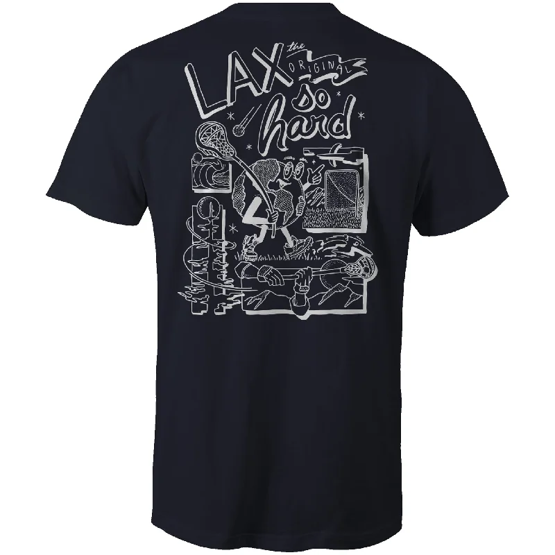 Men's Button - Down Oxford Casual Shirts in Crisp White for a Classic and Versatile StyleMens Lacrosse Globe T-Shirt - Navy Blue