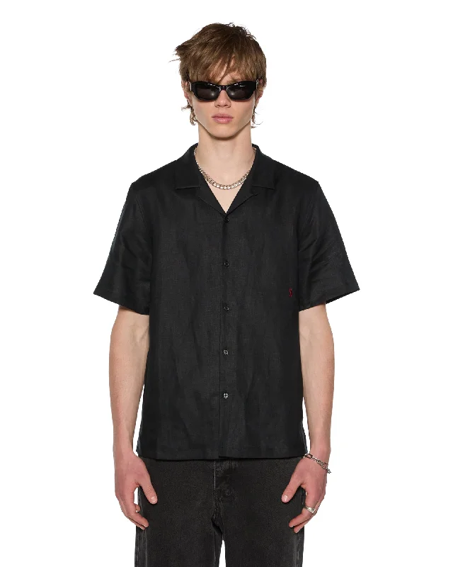 Men's Thermal - Lined Casual Shirts in Black for Added Warmth in Cold WeatherCOSTA RESORT SS SHIRT BLACK Men's Thermal - Lined Casual Shirts in Black for Added Warmth in Cold WeatherCOSTA RESORT SS SHIRT BLACK