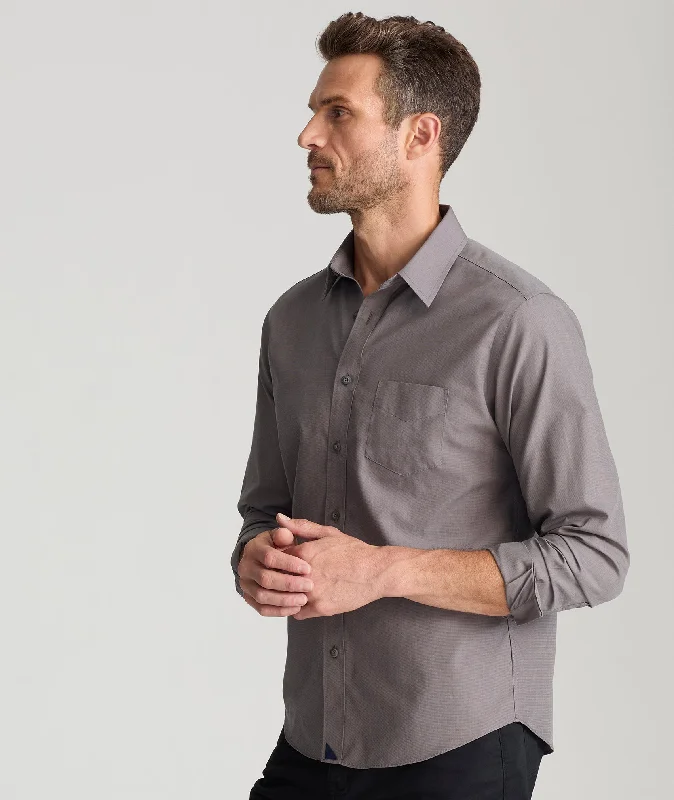 Plus Size Men's Striped Chambray Casual Shirts with a Spread Collar for a Preppy AppearanceWrinkle-Free Sangiovese Shirt