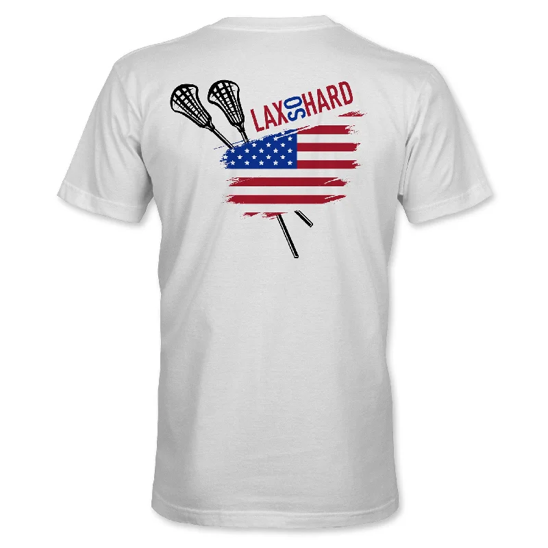 Plus Size Men's Plaid Flannel Casual Shirts in Earth Tones for a Cozy Fall OutfitBoys American LAX T-Shirt White