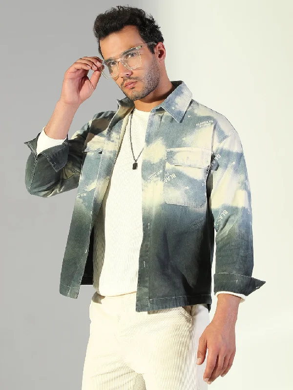 Men's Short - Sleeve Linen Casual Shirts in Light Khaki for a Breathable Summer OptionMen Tie and Dye Blue Shacket Men's Short - Sleeve Linen Casual Shirts in Light Khaki for a Breathable Summer OptionMen Tie and Dye Blue Shacket