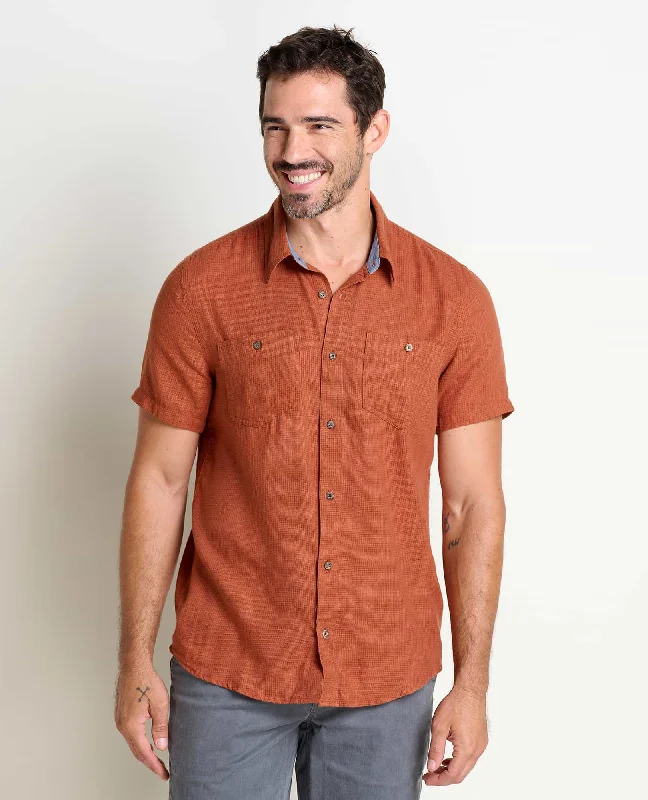 Men's Short - Sleeve Linen Casual Shirts in Light Khaki for a Breathable Summer OptionHoncho Short Sleeve Shirt