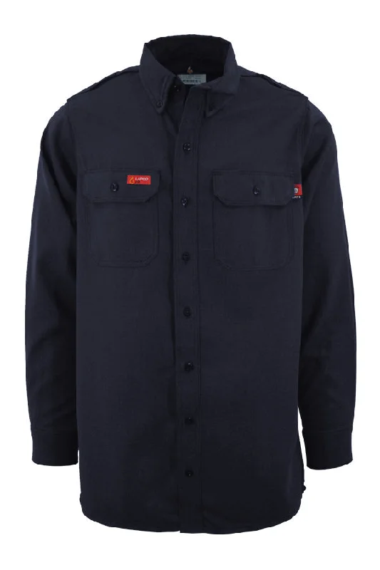 Men's Wrinkle - Resistant Polyester Blend Casual Shirts for Easy Travel and MaintenanceFR DH Uniform Shirt | made with 6.5oz. Westex® DH | Navy Men's Wrinkle - Resistant Polyester Blend Casual Shirts for Easy Travel and MaintenanceFR DH Uniform Shirt | made with 6.5oz. Westex® DH | Navy