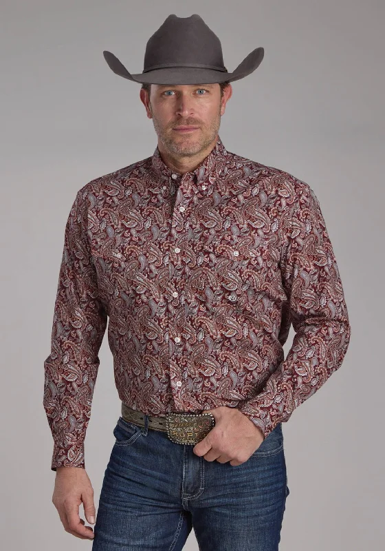 Men's Graphic - Printed Casual Shirts with Pop - Culture References for a Fun and Stylish LookRoper Mens 2242 Sangria Paisley Wine 100% Cotton Btn L/S Shirt Men's Graphic - Printed Casual Shirts with Pop - Culture References for a Fun and Stylish LookRoper Mens 2242 Sangria Paisley Wine 100% Cotton Btn L/S Shirt
