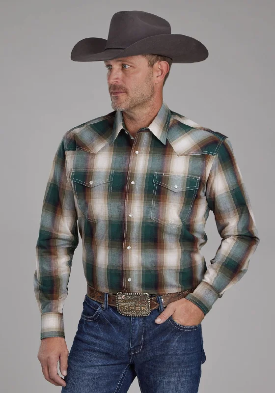 Men's Moisture - Wicking Performance Fabric Casual Shirts for Outdoor ActivitiesRoper Mens Tall Tree Plaid Multi-Color 100% Cotton L/S Shirt