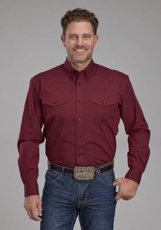 Plus Size Men's Plaid Flannel Casual Shirts in Earth Tones for a Cozy Fall OutfitRoper Mens 2162 Black Fill Red 100% Cotton Btn L/S Shirt