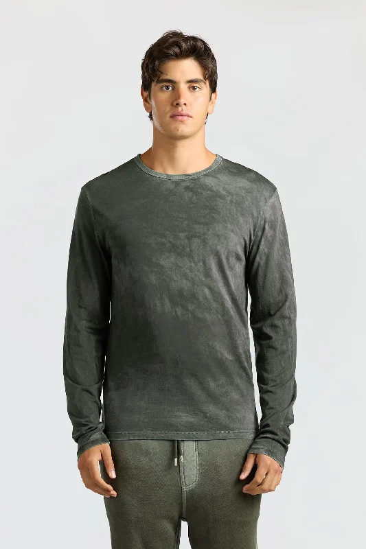 Men's Long - Line Oversized Casual Shirts in Dark Gray for a Relaxed and Modern LookClassic Crew Long Sleeve Shirt