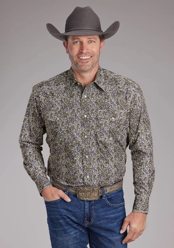 Men's Moisture - Wicking Performance Fabric Casual Shirts for Outdoor ActivitiesRoper Mens 2383 Paisley Stone 100% Cotton L/S Shirt Men's Moisture - Wicking Performance Fabric Casual Shirts for Outdoor ActivitiesRoper Mens 2383 Paisley Stone 100% Cotton L/S Shirt