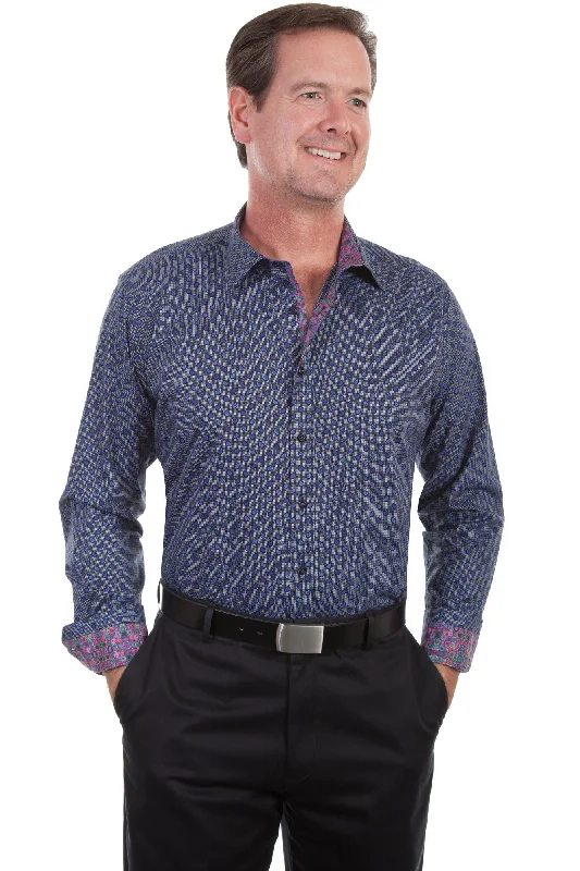 Men's Organic Cotton Casual Shirts with a Soft Handfeel for Everyday ComfortScully Mens Blue 100% Cotton Paisley L/S Shirt Men's Organic Cotton Casual Shirts with a Soft Handfeel for Everyday ComfortScully Mens Blue 100% Cotton Paisley L/S Shirt