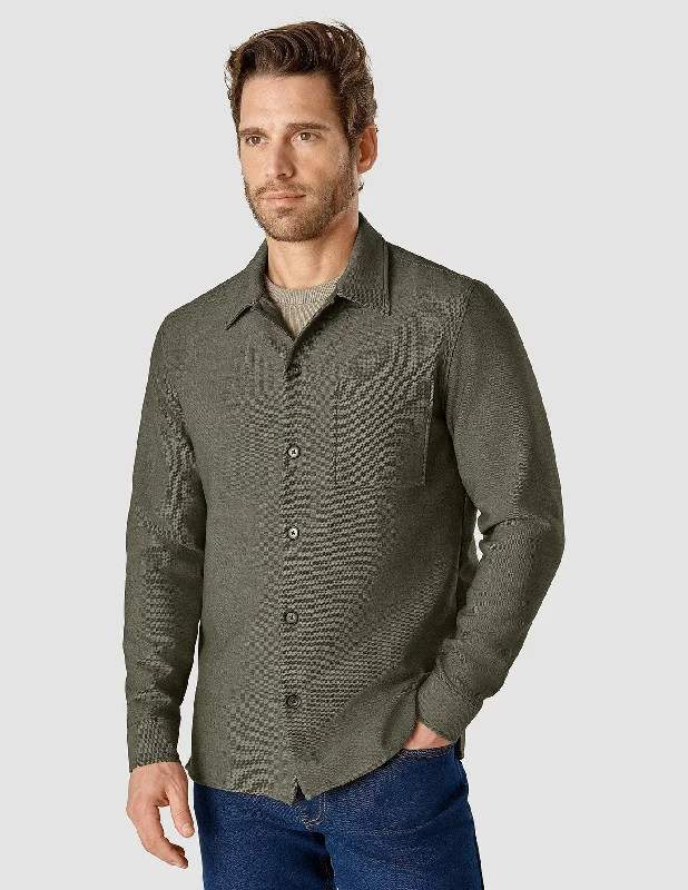 Men's Button - Down Oxford Casual Shirts in Crisp White for a Classic and Versatile StyleHeavy Edition Transitional Overshirt Remote Green Twill Men's Button - Down Oxford Casual Shirts in Crisp White for a Classic and Versatile StyleHeavy Edition Transitional Overshirt Remote Green Twill