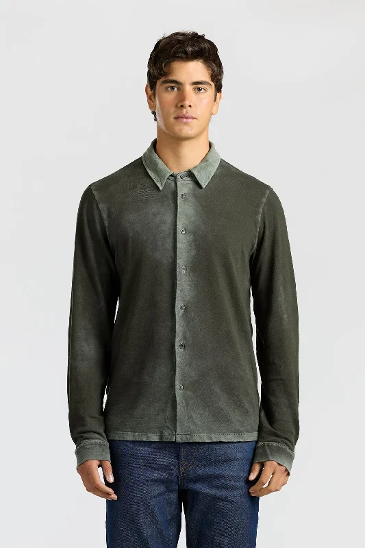 Men's Embroidered Detail Casual Shirts in Beige for a Touch of ElegancePresley Buttondown