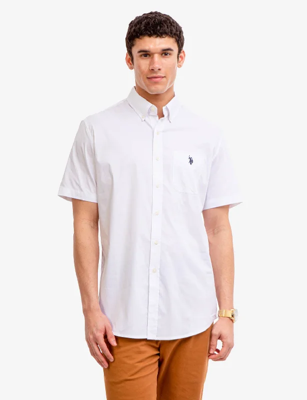Men's Linen Blend Casual Shirts with Roll - Up Sleeves for a Summer Beach LookSHORT SLEEVE STRETCH POPLIN SHIRT Men's Linen Blend Casual Shirts with Roll - Up Sleeves for a Summer Beach LookSHORT SLEEVE STRETCH POPLIN SHIRT